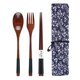 thumbnail image 2 of Palillos, vajilla, juegos de cubiertos de madera con cuchara, tenedor, bolsa de tela, respetuoso con el medio ambiente, portátil de viaje, 2 of 5