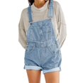 thumbnail image 2 of DondPO Denim Overalls for Women,Women Summer Soild Causl Hem Ripped Hole Pocket Denim Overall Romper,Jean Overalls for Women,Fall Jumpsuits for Women Blue S, 2 of 5