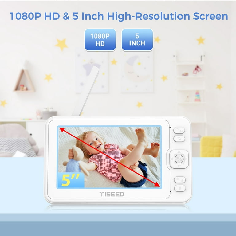 DoHonest Baby Monitor HD 1080P Camera Audio Home Wireless 5” Display Infant  Video Monitoring Remote Pan Tilt Infrared Night Vision 1000ft Range