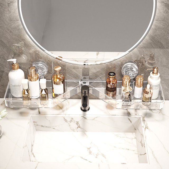 Organizadores de armario y almacenamiento, Organización y almacenamiento, Estante para lavabo con ventosa, montado en la pared, sin perforaciones, para baño, espejo de baño, lavabo, grifo, bandeja de