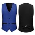 thumbnail image 4 of hoksml Men's Glitter V-Neck Suit Vest, 4 Button Slim Fit Formal Waistcoat with Adjustable Back Strap and Pockets, Wedding Party Dress Vest, 4 of 9