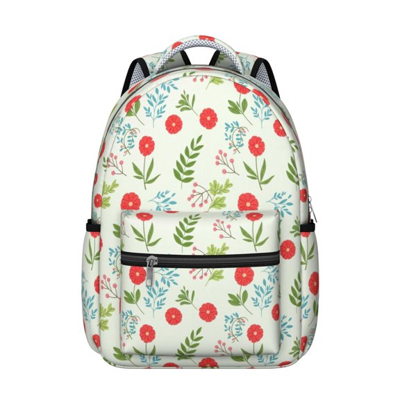 Pioneer Flower Floral Print Pattern Backpack for School, Cute School Bag with Adjustable Shoulder Straps and Padded Back, 15.3"x11"x7.1"