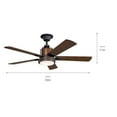 thumbnail image 3 of 300052DBK Kichler Lighting Colerne - Ceiling Fan with Light Kit - with Transitional inspirations - 17 inches tall by 52 inches wide-Black Finish, 3 of 9