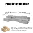 thumbnail image 5 of 130" Boneless Sectional Couch, Gray U-Shaped Corduroy Couch with Chaise Lounge, 4-Seat Living Room Sofa with Pillow Back and Square Arms, 5 of 9