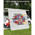 thumbnail image 3 of 4th of July RV Awning Sun Shade Screen 9'X7' Patriotic Stars Wreath Mesh Sunscreen Rose Daisy Wood Grain Awning Shade Screen with Zipper UV Blocker Completed Kits for RV Motorhome Camper, 3 of 7