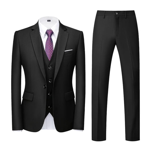 Cloudstyle Men's 3Pcs Business Professional Casual Daily Slim Fit One Button Suit Set (Blazer + Vest + Pants)