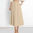 thumbnail image 3 of HomeGardon Maxi Skirts for Women Summer Casual Fashion Solid Color Fold Pocket Elastic Waist Skirt,S-XL, 3 of 8
