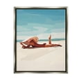 thumbnail image 3 of Stupell Industries Beach Babe Lounging Coastal Ocean Shoreline Graphic Art Luster Gray Floating Framed Canvas Print Wall Art, Design by Amelia Noyes, 3 of 5