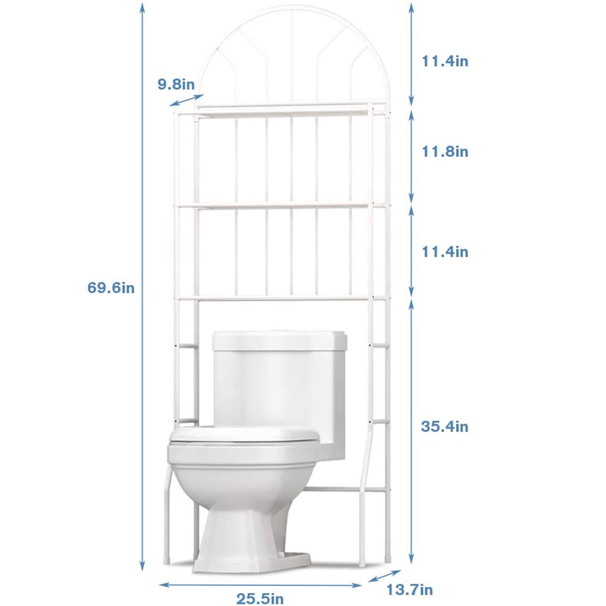 Forthcan Tall 3 Tier Over Toilet Bathroom Storage Stand Organizer Holder Bathroom Space Saver Toilet Shelf Bathroom Rack White