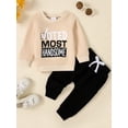 thumbnail image 4 of Jxzom Baby Boy Fall Clothes The Handsome Ones Are Always Trouble Letter Print Long Sleeve Sweatshirt Tops Pants 2Pcs Toddler Infant Outfits Set, 4 of 8