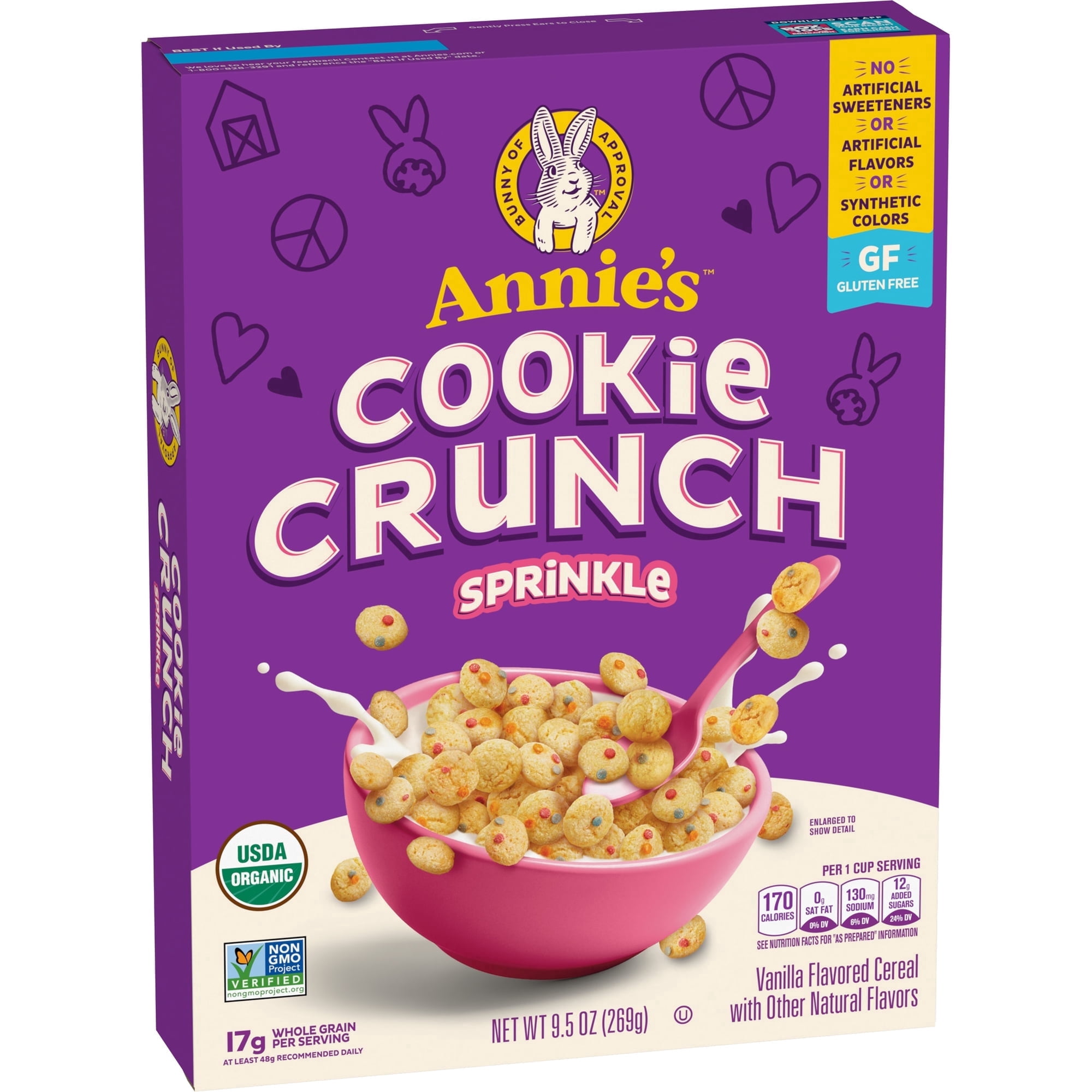 ( 3 Pack ) Annie’s Cookie Crunch Sprinkle Cereal, Organic, Gluten Free, Whole Grain, 9.5 oz
