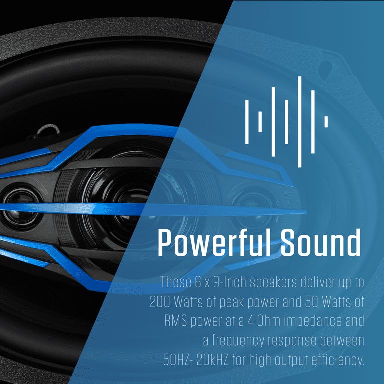 Jensen, Car Speakers, 6x9 inch 4-Way, 200W Peak, Vented Basket