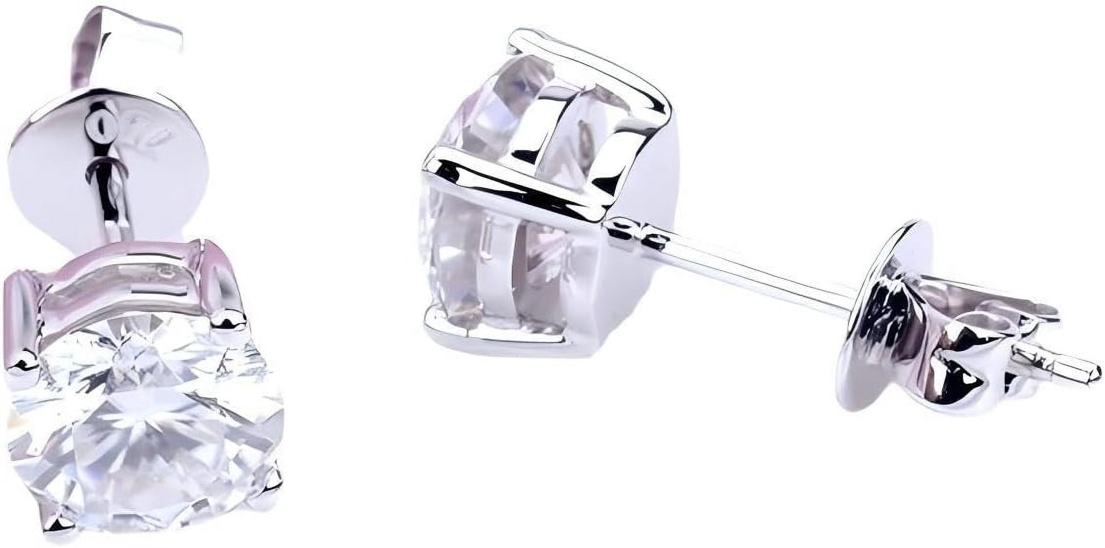 Divine Creation 1.22 Ct Round Cut White Diamond Push Back Stud Earring's 14K White Gold Plated 925 Sterling Silver For Women's