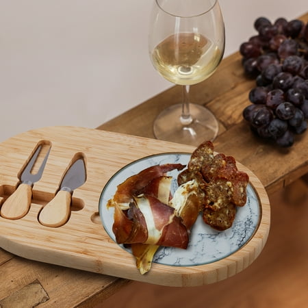 

Bamboo Cheese Board Set Wooden Charcuterie Board Serving Platter With Knife Set For Wine Cheese Meat Fruit Vegetable (8 X 13)