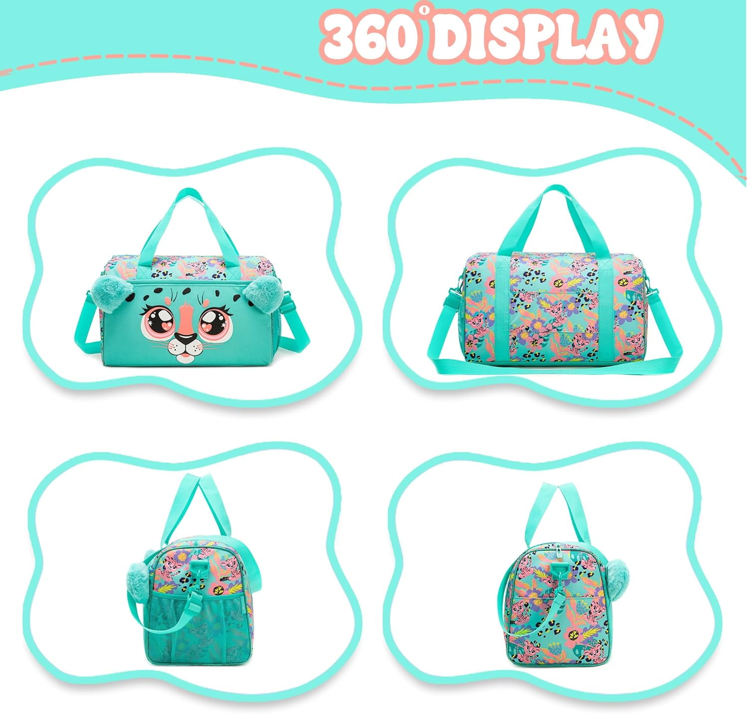 Kids Luggage Sets 3-Piece Set Suitcases with Wheels for Girls Travel Suitcase with Duffle Bag for Ages 6-12