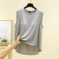 thumbnail image 2 of Women's Modal Casual Sleeveless Tank Top with Built‑in Bra Crew Neck Loose‑Fit Lightweight Loungewear Camisole Gray M, 2 of 8