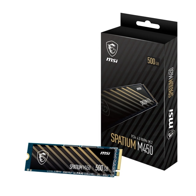MSI SPATIUM M450 PCIe 4.0 NVMe M.2 500GB SSD interno para juegos hasta 3600MB/s 3D NAND Hasta 600 TBW