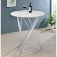 thumbnail image 2 of Pemberly Row Metal Faux Marble Round Top Bar Table White and Chrome, 2 of 8