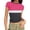 Hot Pink, variant on Lmnyox Womens Crop Tops Fashion Color Block Short Sleeve Crew Neck T Shirts Casual Ribbed Slim Pullover Tee for Women
