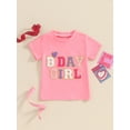 thumbnail image 2 of Suealasg Kids Girl Birthday Outfits Clothes Round Neck Short Sleeve Letter Heart Embroidery T-Shirt 6M 1T 2T 3T 4T Summer Clothing for Toddler Baby Girl, 2 of 9
