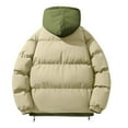 thumbnail image 4 of Wyobmus Men's Quilted Jackets Winter Heavyweight Hooded Puffer Jacket Solid Zipper Coat Casual Oversized Padded Jacket Khaki, 4 of 4