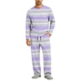 thumbnail image 2 of Stripes Pajama Set for Men ,Long Sleeve Top and Pants Sleepwear Set Soft Lounge Nightwear, 2 of 8