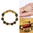 thumbnail image 2 of Pulsera elástica con amuleto de la suerte Pi Yao/Doble Oro de Feng Shui 12mm, 2 of 9