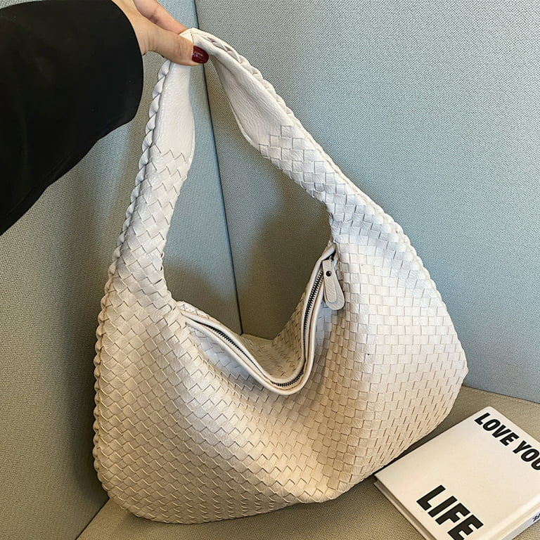 QUARRYUS Woven Leather Bag 2023 Trend Fashion Luxury Designer Handbag High Quality Black Gray Blue Pink Brown Shoulder Tote Bag for Women, Women's