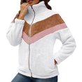 thumbnail image 3 of WREESH Womens Warm Lapel Coat Jacket Zipper Solid Splicing Long Sleeve Blouse Tops, 3 of 8
