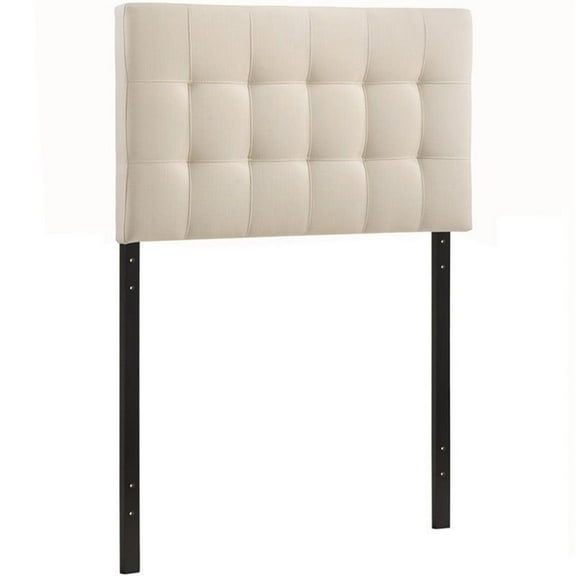 Modern Fabric Twin Tufted Panel Headboard in Ivory