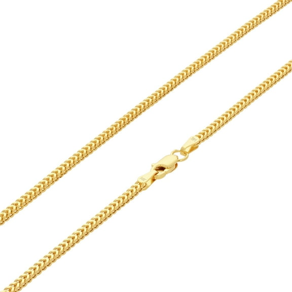 Nuragold 14k Real Yellow Gold Franco Square 1.5mm Box Chain Wheat Chain Necklace (16"-24") Dainty Italian Jewelry for Men & Women