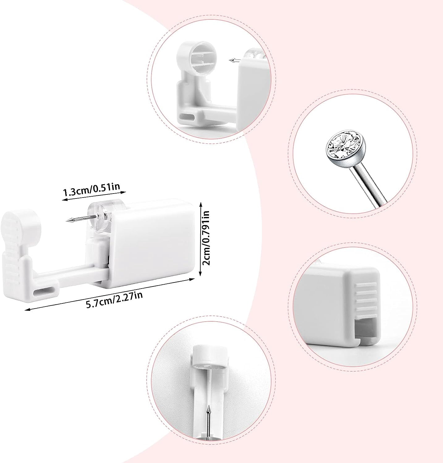 Disposable Nose Piercing Tool Set with 10 Nose Studs, Sterile and Safe Self Nose Piercing Kit for Girls Women