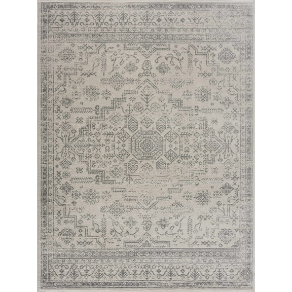 BoutiqueRugs Tigris Bohemian, Farmhouse, Traditional Area Rug - Gray, Ivory - 9' x 12'