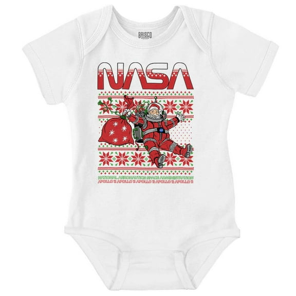 Ugly Christmas Pattern NASA Santa Romper Boys or Girls Infant Baby Brisco Brands NB