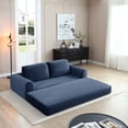 thumbnail image 3 of 2-in-1 Folding Convertible Sofa Bed, Modern Corduroy Sleeper Couch with 2*pillows, Futon Modular Upholstered Boneless Sofa with Pull-Out Bed,Folding Floor Modular Couch for Living Room Blue, 3 of 7