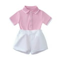 thumbnail image 4 of Boys Summer Outfits Party Romper Shorts Hat Socks Shoes 5 Piece Set Little Gentlemen Boys Clothes Pink 18 Months-24 Months, 4 of 7