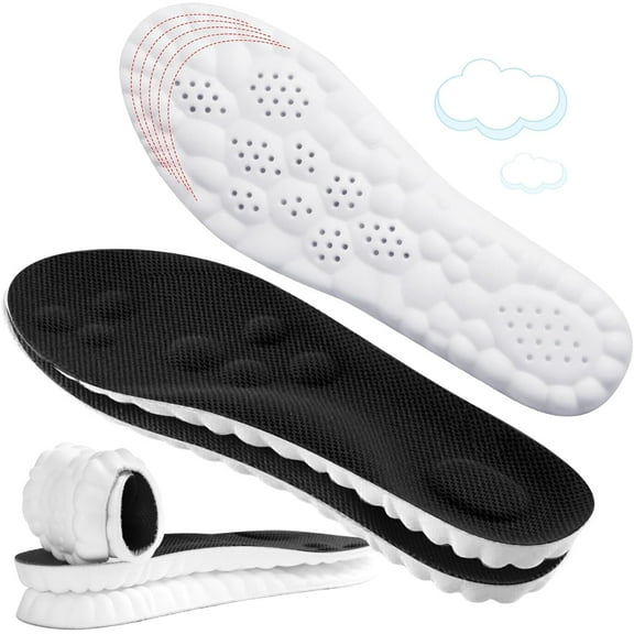 2 Pair 4D Cloud-Like Comfort Soles for Men - Soft Memory Foam Cushioning Insoles - Trim to Fit Steppers Insoles with Arch Support for Foot Pain Relief and Fatigue Reduction(US M 7.5-10.5)