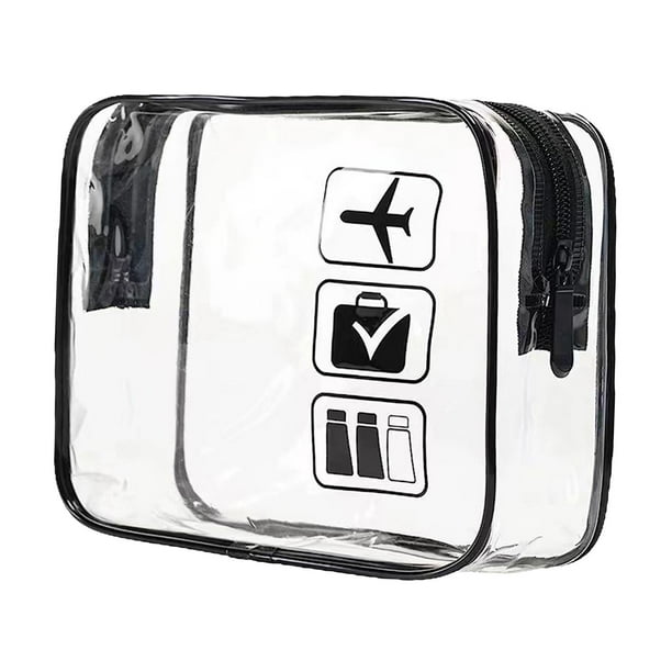 Bolsa de maquillaje transparente, bolsa de viaje, bolsa de cosméticos, organizador de maquillaje para viajes de negocios, cabello. Negro