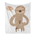 thumbnail image 1 of Funny Sloth Soft Flannel Fleece Throw Blanket, I Love Coffee Speech Balloon Heart Enjoying Cartoon, Cozy Plush for Indoor and Outdoor Use, 60" x 80", Tan Mustard, by Ambesonne, 1 of 6