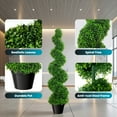 thumbnail image 3 of Artificial Boxwood Spiral Topiary Trees, Set of 2, 3 Ft Tall Decorative Fake Plants, Faux Greenery Twisted Trees with PE Leaves, All-Year Green in Cement-Filled Plastic Pot for Indoor, Outdoor, Patio, 3 of 8