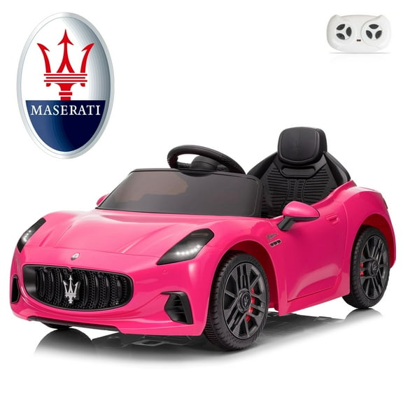 UBesGoo 12V Licensed Maserati Kids Ride-On Car w/ Remote Control, 3 Speeds, LED Headlights - Pink