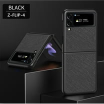 Dteck Case for Samsung Galaxy Z Flip 4,Premium PU Leather   Hard PC Frame Case Elegant Slim Shockproof Durable Protection Cover,Black