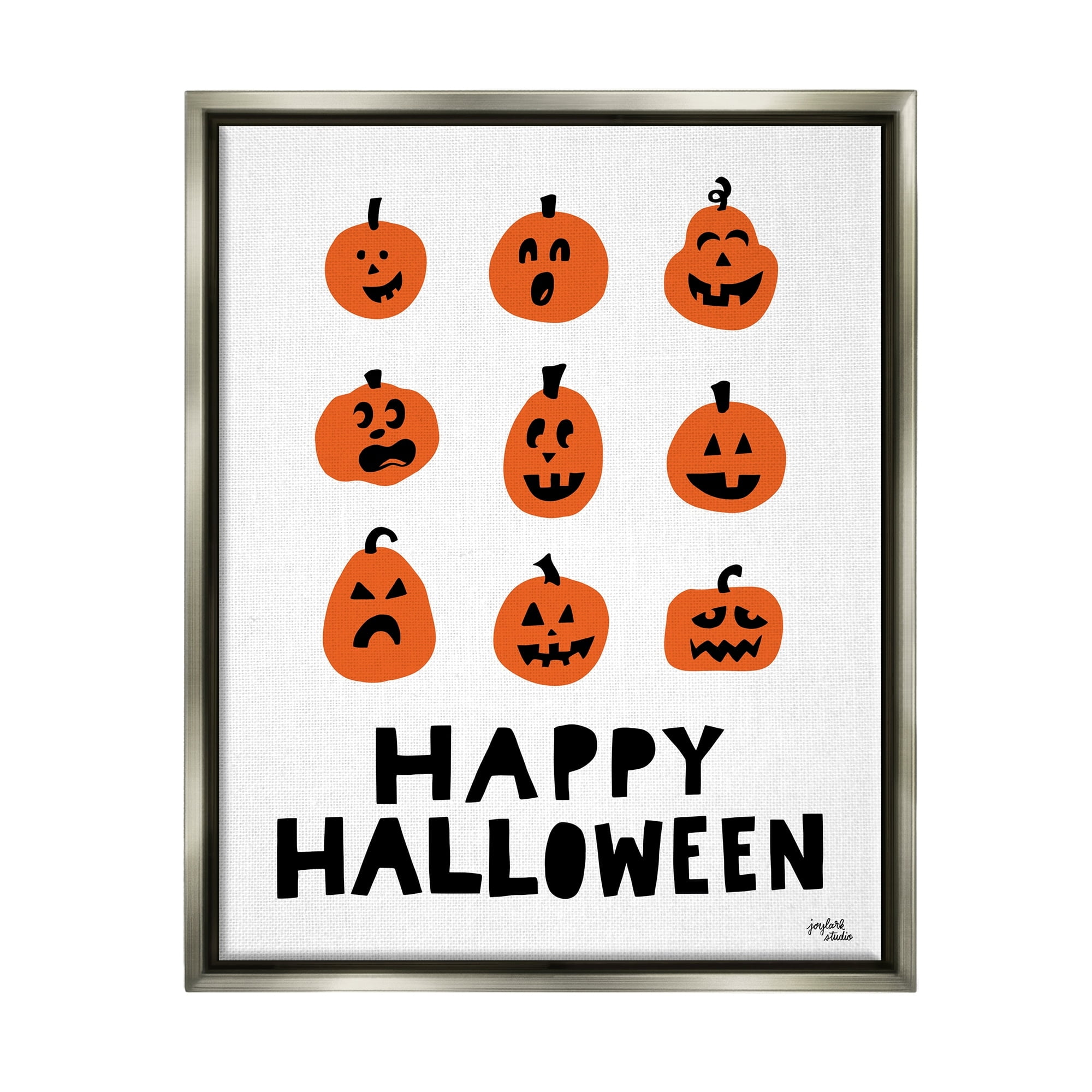 Stupell Industries Mixed Expressions Pumpkins Shapes Casual Halloween Typography Graphic Art Luster Gray Floating Framed Canvas Print Wall Art, Design by Jess Baskin