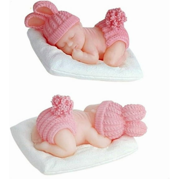 Birthday Candle Sleeping Baby Cake Topper Candle for Party Baby Shower (Pink)