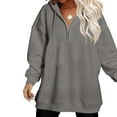 thumbnail image 4 of Womens Casual Loose Zipper Solid Color Long Sleeve Hoodies Sweatshirts Rayon Sweatshirt Long Loose Sweatshirts Women Womens Snap Front Sweatshirt All Sweatshirt with over Hoodies for Women Fall, 4 of 8