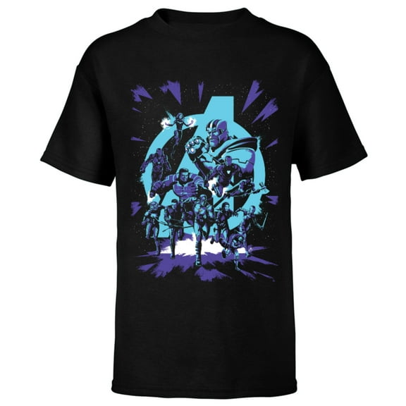 Marvel Avengers: Endgame Super Heroes vs. Thanos - Short Sleeve T-Shirt for Kids - Customized-Black