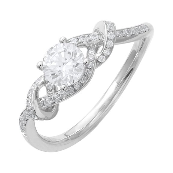 0.70 Carat Diamond Twisted Engagement Ring Band in 14K White Gold (Ring Size 6.5) (I1-I2 Clarity)