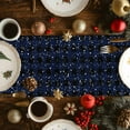 thumbnail image 2 of Blue Christmas Cotton Linen Table Runner for Dining Kitchen, Xmas Winter Watercolor Gnomes Pine Wreath Wedding Outdoor Party Tablerunners Decoration, Dresser Scarf Coffee Tablecloth Runners 13"x70", 2 of 9