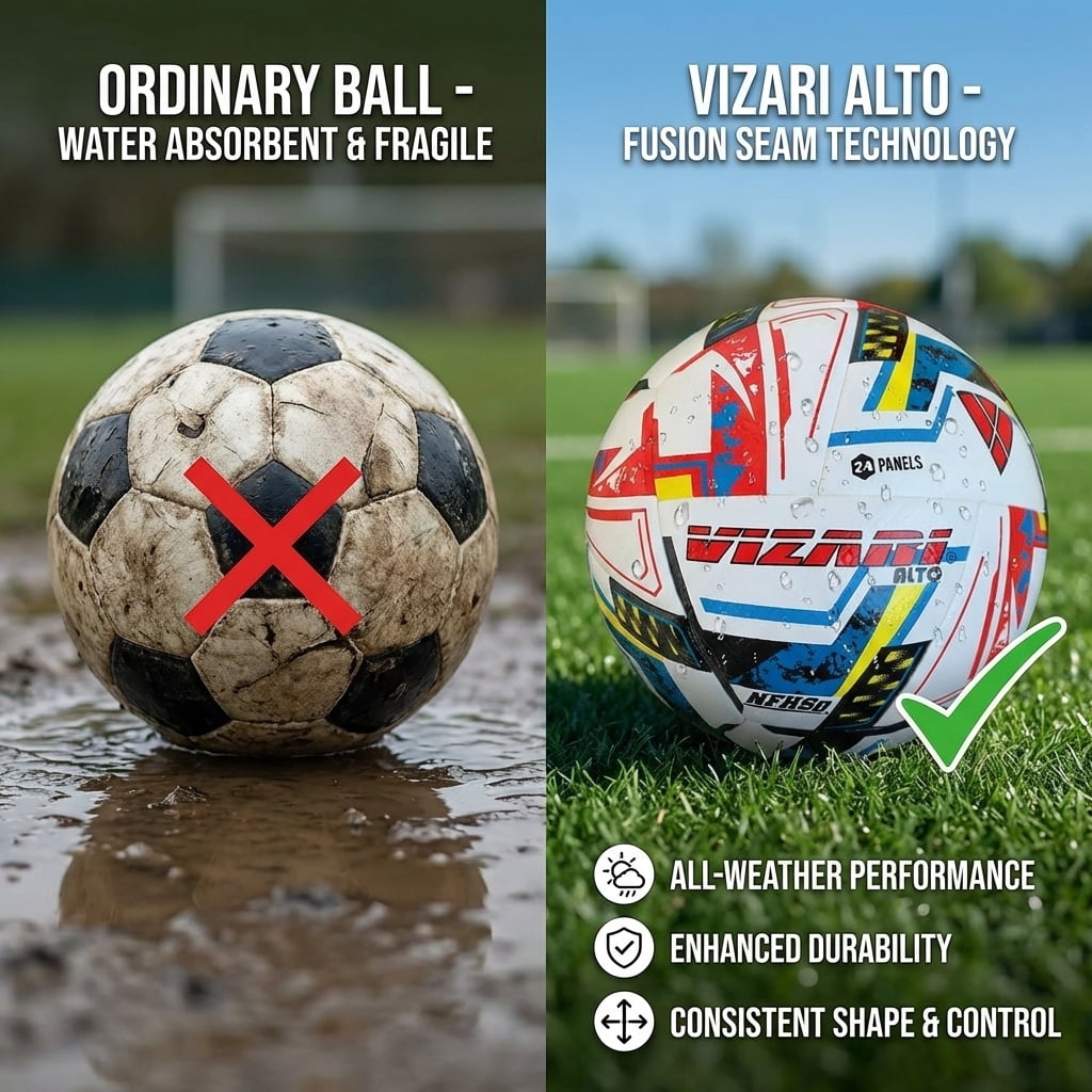 Vizari Alto Soccer Ball | NFHS Approved | Durable 24-Panel Design | Water-Resistant & Aerodynamic | White, 5