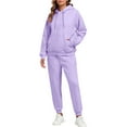 thumbnail image 3 of Huankd Sweat Set for Women, Sweatsuits Women 2 Piece Outfit, Fleece Matching Sets Light Purple 2XL, 3 of 6